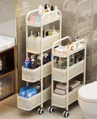 quality  4 Layers Slim Kitchen Trolley Carbon Steel Spray Painted Trolley Modern Simple factory