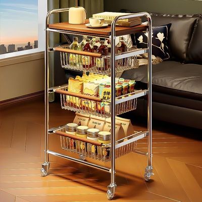 quality  Instant Coffee Table Narrow Edge Corner Display Rack Trolley Doubles Brake Locked Stability factory