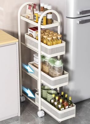 Movable Kitchen Side Storage Rack Anti Drop Design + Silent Wheels Supporting OEM Private Label