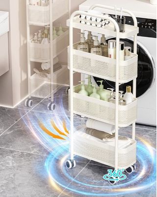 Extendable Ultra-Slim Gap Storage Cart with Rolling Mobility and Durable Carbon Steel PP Construction