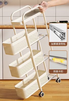 Movable Kitchen Side Storage Rack Anti Drop Design + Silent Wheels Supporting OEM Private Label