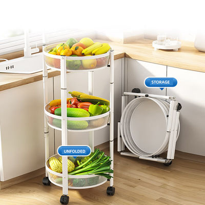 Estante de almacenamiento giratorio de 360 grados OEM vertical Cesta de verduras giratoria de pie