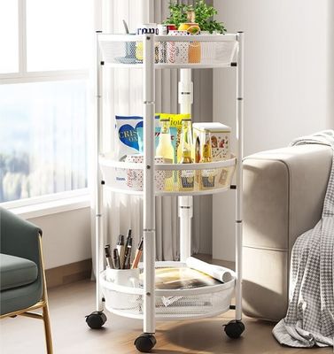 No Installation Rotating Kitchen Storage Rack Foldable Shelf Anti Rust For High Humidity Environment