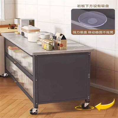 Universal Wheels Locked Carbon Steel Operation Movable Kitchen Work Station For Cutting Vegetables