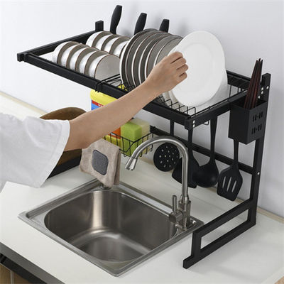 Retractable Bowl Rack Above Sink Dish Rack Carbon Steel Anti Rust