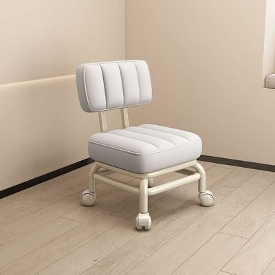 Taburete corto suave acolchado con respaldo, capacidad de carga de 100 kg