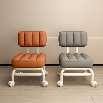 Soft Padded Short Stool With Backrest Light Luxury And Simple Style