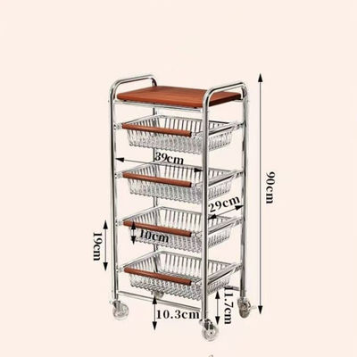 Instant Coffee Table Narrow Edge Corner Display Rack Trolley Doubles Brake Locked Stability