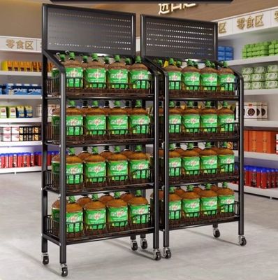 Supermarket Food And Beverage Display Rack Multi Layer Zoned Arrangement Large Capacity Load Bearing 50kg