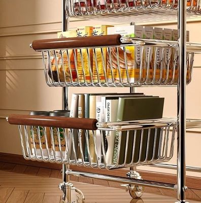 Super load-bearing carbon steel family living room sofa area snack cart, with a pull-out basket design, making it convenient to take items