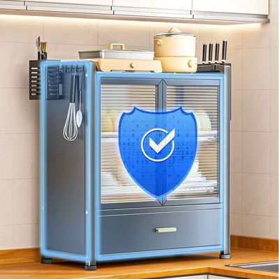 Thickened Carbon Steel Frame Storage Cabinet with 30kg Load Capacity Per Shelf and Modern Minimalist Design for Kitchen and Living Room