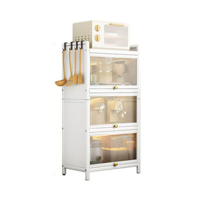 Modern Multi-Tier Floor Storage Cabinet with 150kg Weight Capacity, 360° Dust Protection, and Adjustable Shelves for Kitchen Pantry