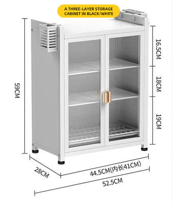 Carbon Steel Kitchen Pantry Storage Cabinet Wiped Clean Easily 28cm Width