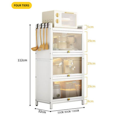 Multi-Tier Floor Cabinet with 4-6 Adjustable Floors, 150kg Load Capacity, and 360° Dust Protection for Kitchen Storage