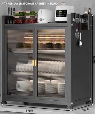Dust Proof 2-5 Floors Kitchen Pantry Cabinet With Magnetic Cabinet Doors