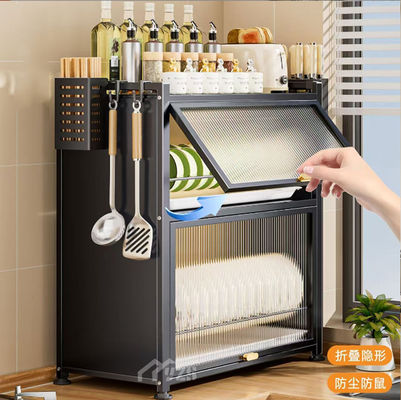 2-3 Floors Freestanding Pantry Cabinet / Kitchen Shelving Units Extended Simple Installation
