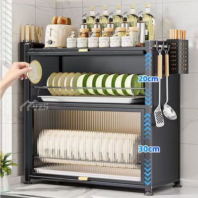 Carbon Steel Bowl And Plate Storage Racks For Kitchen Floor Standing