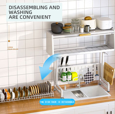 Metal Kitchen Dish Drainer  With Flip Cover Dust Proof And Oil Fume Prevention Effect