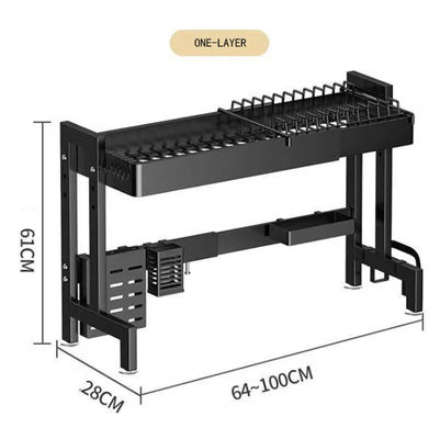 Metal Kitchen Dish Drainer  With Flip Cover Dust Proof And Oil Fume Prevention Effect
