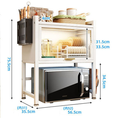 100kg Stable Microwave Oven Shelf Rack Telescopic Carbon Steel Frame + Acrylic Door Freeing Up Countertop Space