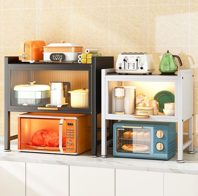 Sturdy Carbon Steel Microwave Oven Rack with 2-Tier Design and Rust-Proof Kitchen Storage Shelf