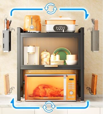 Carbon Steel Telescopic Microwave Oven Rack  100kg Load Bearing Oil Proof FBA Supported