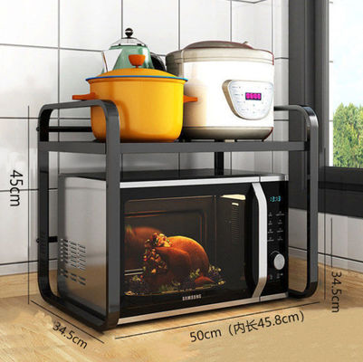 Dust Proof Extendable Microwave Oven Rack Carbon Steel Telescopic + Acrylic Cabinet  100kg Load Bearing