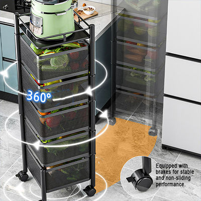 Rust Proof And Durable Kitchen Storage Rack Rotating Vegetable Rack Floor Standing 5floors