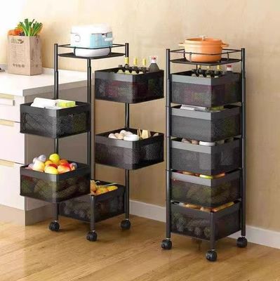 Rust Proof And Durable Kitchen Storage Rack Rotating Vegetable Rack Floor Standing 5floors