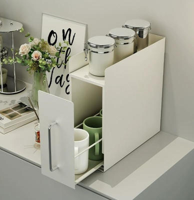 Two Layer Dust Proof Cup Countertop Storage Cabinet Rack