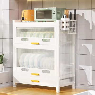 Modern Minimalist Style Kitchen Dish Cabinet in Piano Black and Ivory White for Efficient Storage