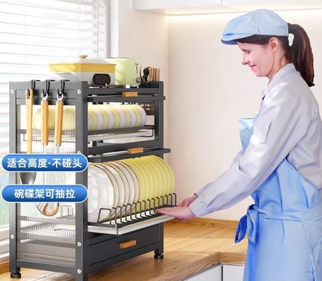 Double-Layer Tableware Cabinet with 4 Shelves, 15L Total Capacity, and Up to 120℃ High Temperature Resistance