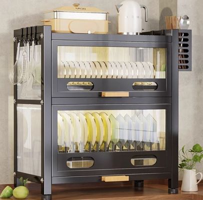 Double-Layer Tableware Cabinet with 4 Shelves, 15L Total Capacity, and Up to 120℃ High Temperature Resistance