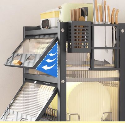 Kitchen Storage Cabinet with Five-Layer Corrugated Paper Packaging Excellent Sealing Performance and Piano Black Finish