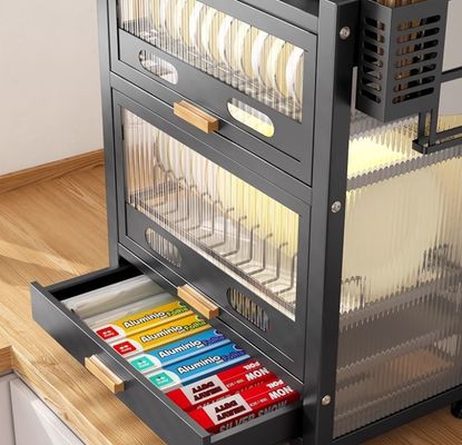 Multi-Layered Kitchen Drying Rack with 360° Dustproof Cover and 28cm Width for Efficient Storage